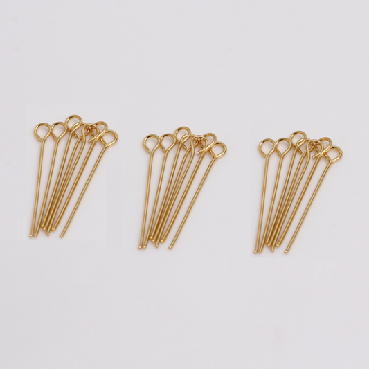 0.6mm 160pcs(8 size) Brass Eye Head Pins Beads Needles ,Gold Plated- TLJN-07