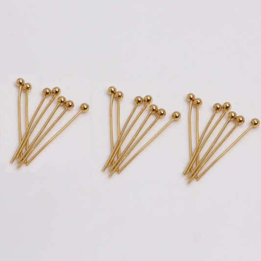0.6mm 160pcs(8 size) Brass Ball Head Pins Beads Needles ,Gold Plated- TLQN-07