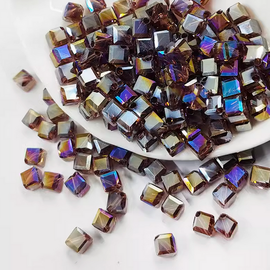 20pcs Square Glass Beads Diamond Effect Dazzle Colorful - GLXF-20