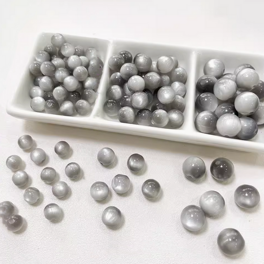 20pcs 10mm Resin Imitation Opals Cat's Eye Round Beads - OPXM-05