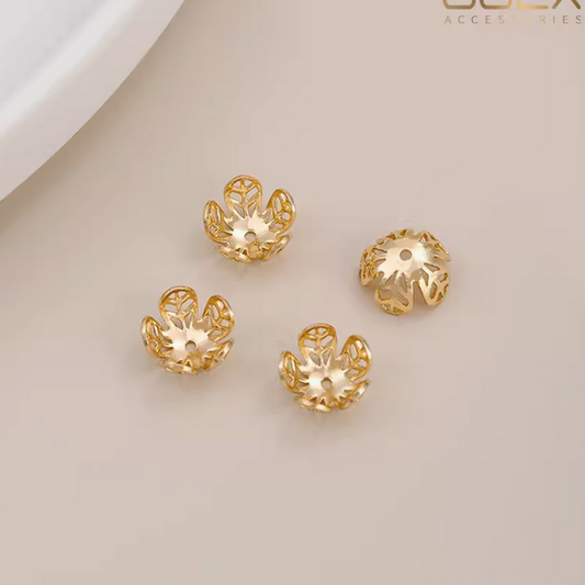 10pcs Brass Petal Torus Spacer Beads Tray 14K Plated- AMZT-03