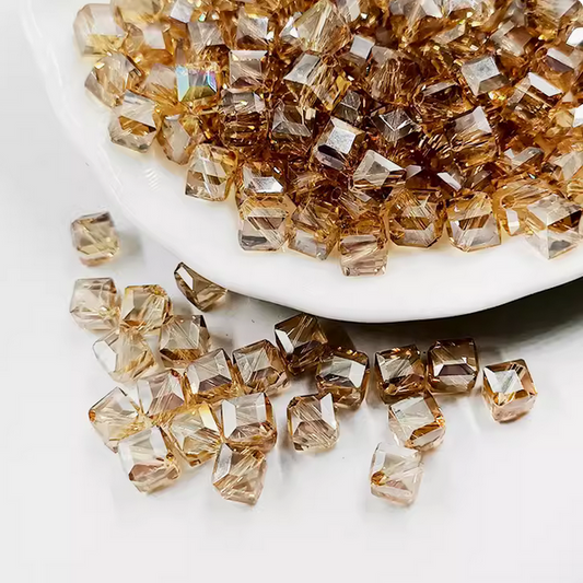 20pcs Square Glass Beads Diamond Effect Dazzle Colorful - GLXF-05