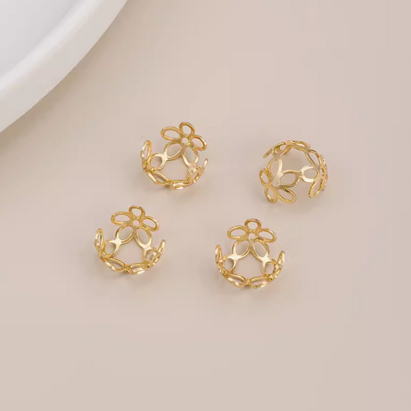 10pcs Brass Petal Torus Spacer Beads Tray 14K Plated- AMZT-06