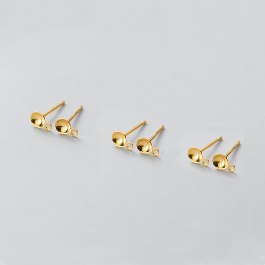 1 Pair 3x12.5mm Sterling Silver Earring Base, Gold Plated- ERYZ-21