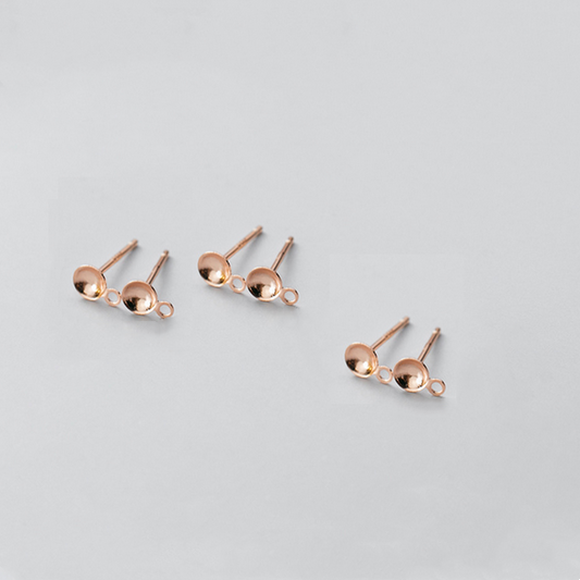 1 Pair 3x12.5mm Sterling Silver Earring Base, Rose Gold Plated- ERYZ-23