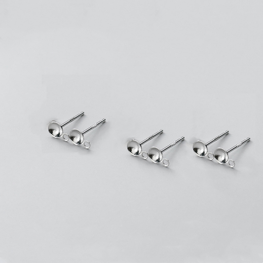 1 Pair 3x12.5mm Sterling Silver Earring Base, Platinum Plated- ERYZ-19