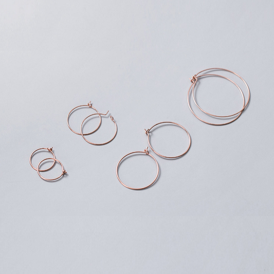1 Pair 15mm Sterling Silver Earring Loop Ring, Rose Gold Plated - ERYQ-16