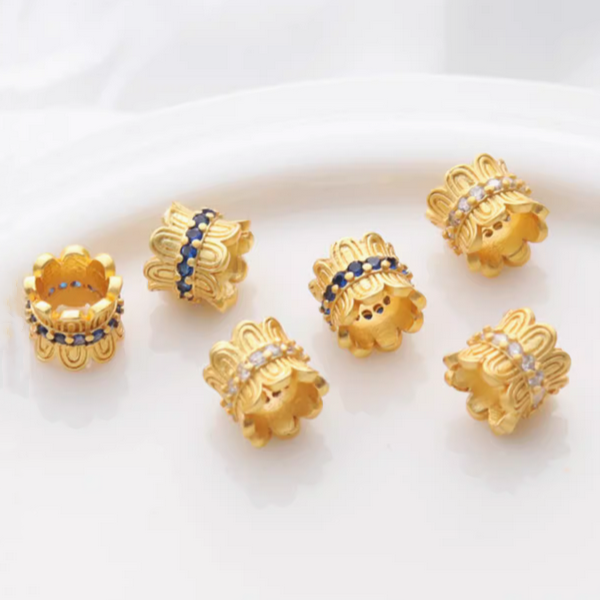 Alloy Gilded Zircon Column Cylinder Beads Spacer