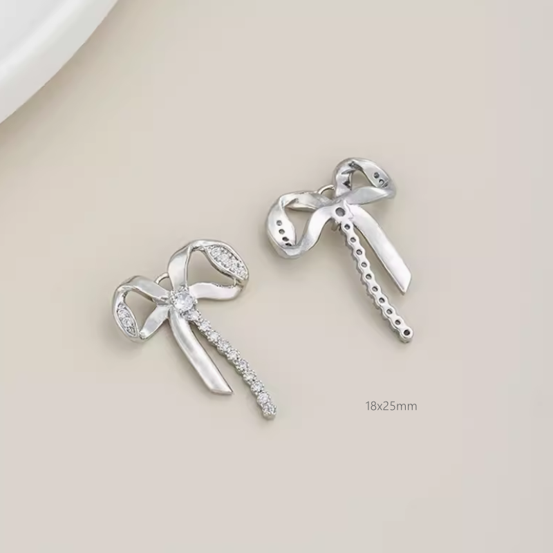 Brass Electroplated Zircon Bow Pendant