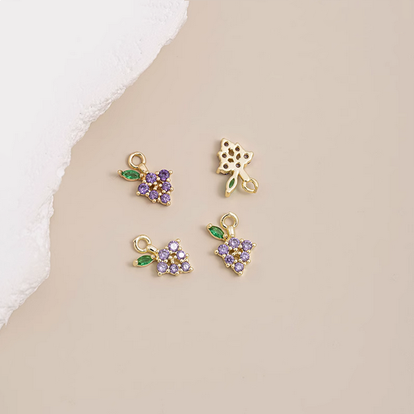 Brass Gilded Zirconic Fruit Jewelry Pendants