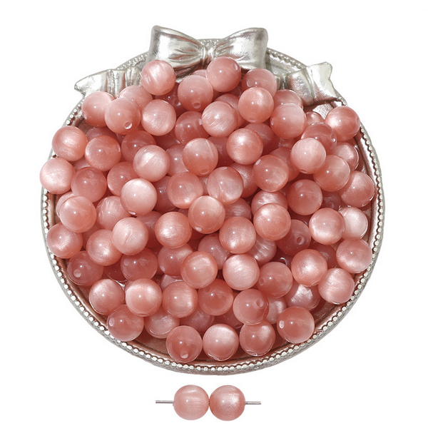 20pcs Resin Imitation Opals Cat's Eye Round Beads