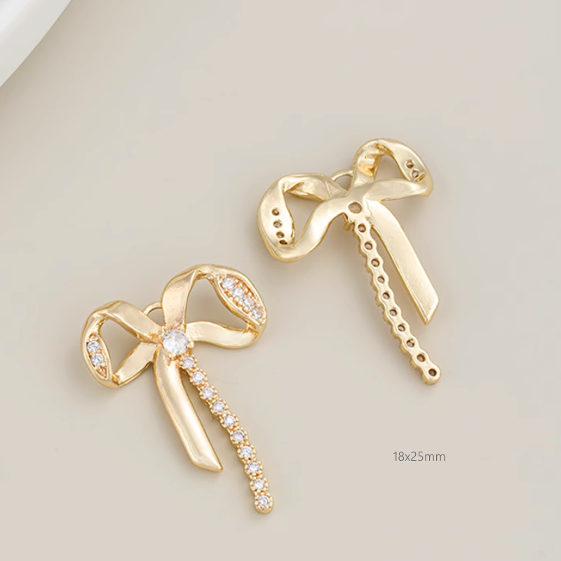 Brass Electroplated Zircon Bow Pendant