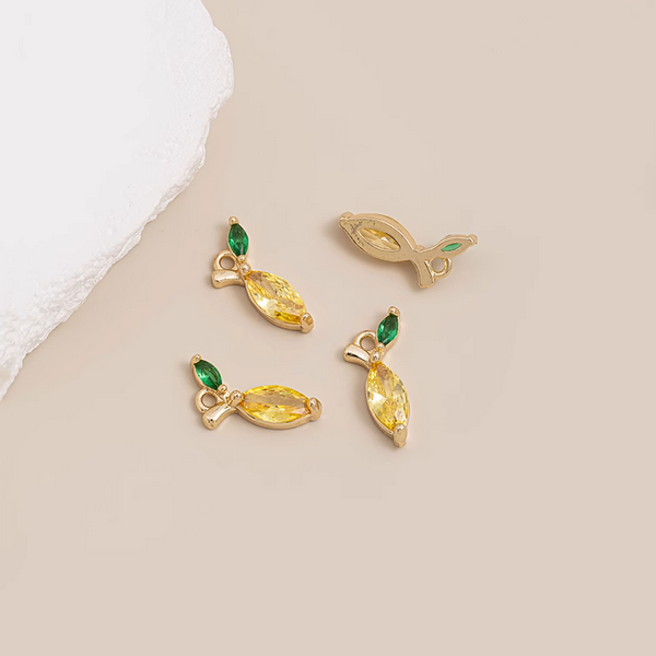 Brass Gilded Zirconic Fruit Jewelry Pendants
