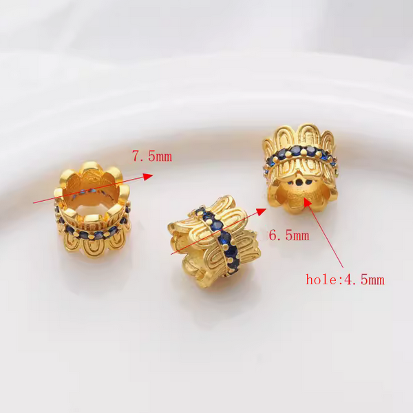 Alloy Gilded Zircon Column Cylinder Beads Spacer