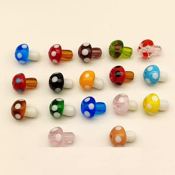 40pcs Mushroom Glass Partition Beads Spacer, Mix Colors