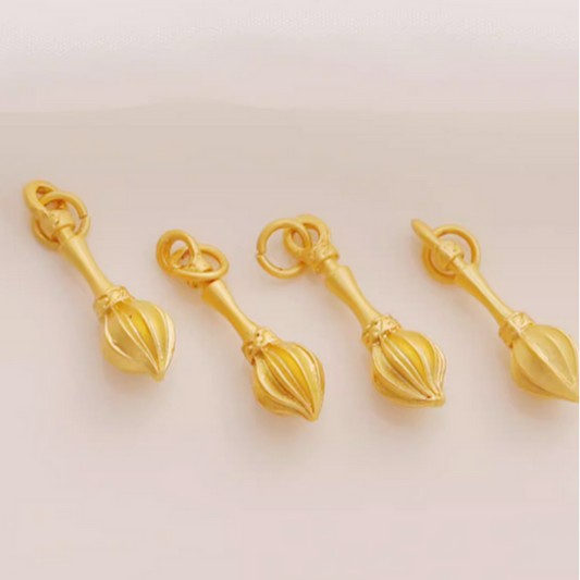 Brass Matt Gold 18K Plated Maobi Pendant Chinese Ancient Pen Charms