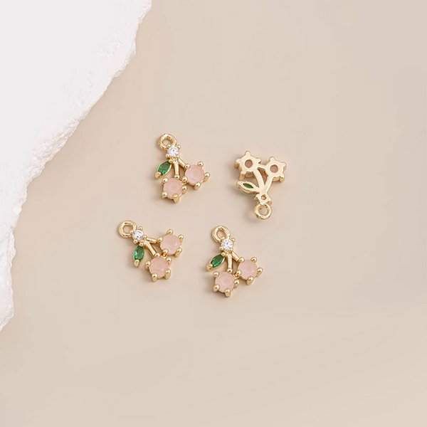Brass Gilded Zirconic Fruit Jewelry Pendants