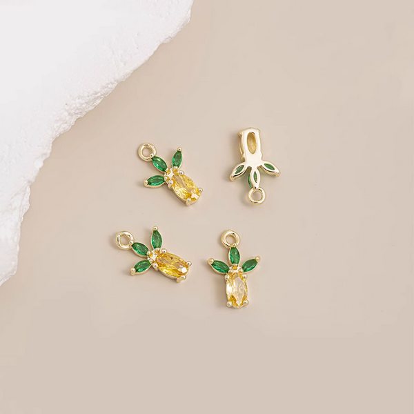 Brass Gilded Zirconic Fruit Jewelry Pendants