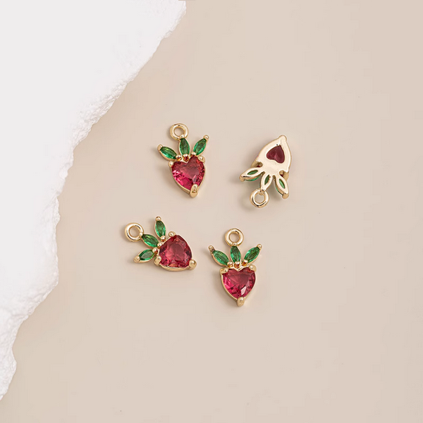 Brass Gilded Zirconic Fruit Jewelry Pendants