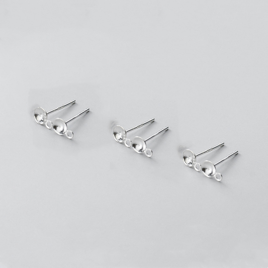 1 Pair 3x12.5mm Sterling Silver Earring Base, Silver Plated- ERYZ-17