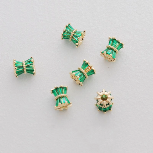 Alloy Zircon Barrel Beads Spacer - 14K Plated + Zircon - AMZR-01