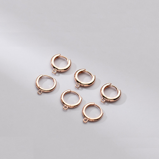 1 Pair 12mm (wire 1.9mm) Sterling Silver Earring Loop, Rose Gold Plated - ERHQ-07