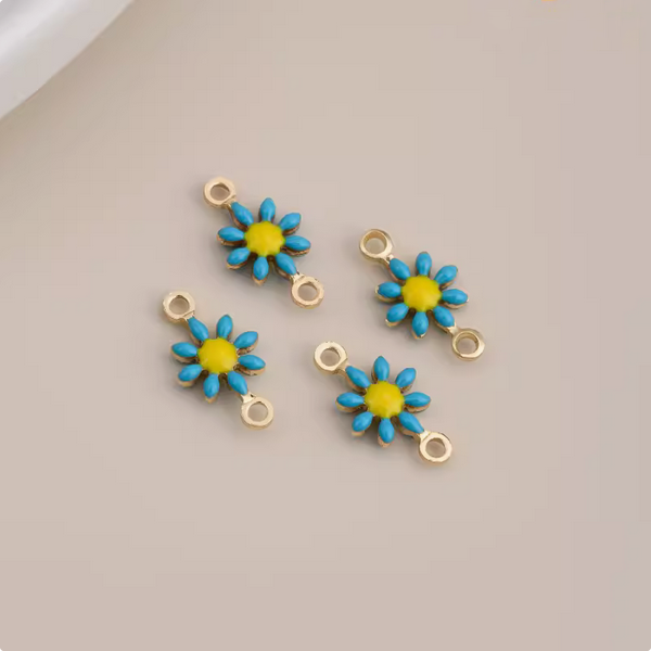 Brass 14K Plated Little Flower Pendants Enamel Dispensing