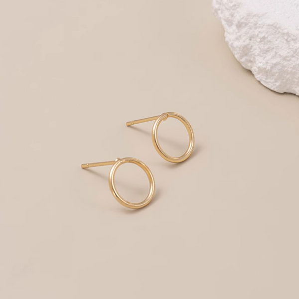 1 Pair Brass Twist Figure Ring Earring Stud, 14K Gold Plate