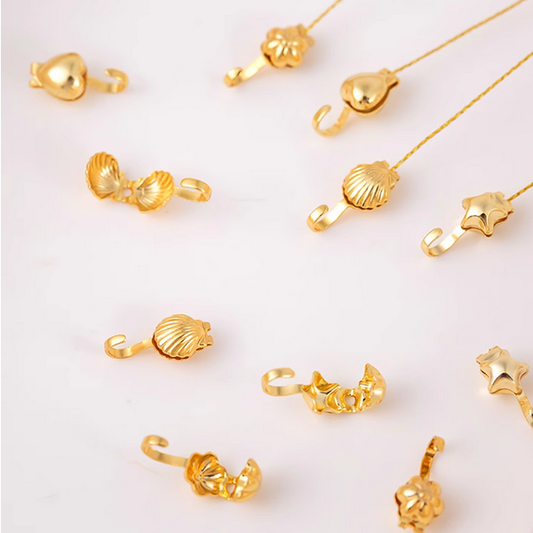 5pcs Star-Clamshell Fold-Over Covers With Hook , 18K Plated- CMGL-02