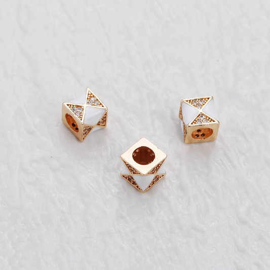 Alloy Dispensing Zirconic Square Spacer - 14K Gold Plated - AMYF-04