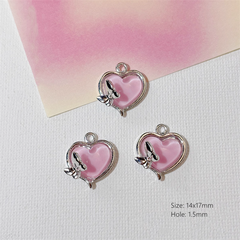 Alloy Pendants With Resin Pink Fairy Fantastic Charms