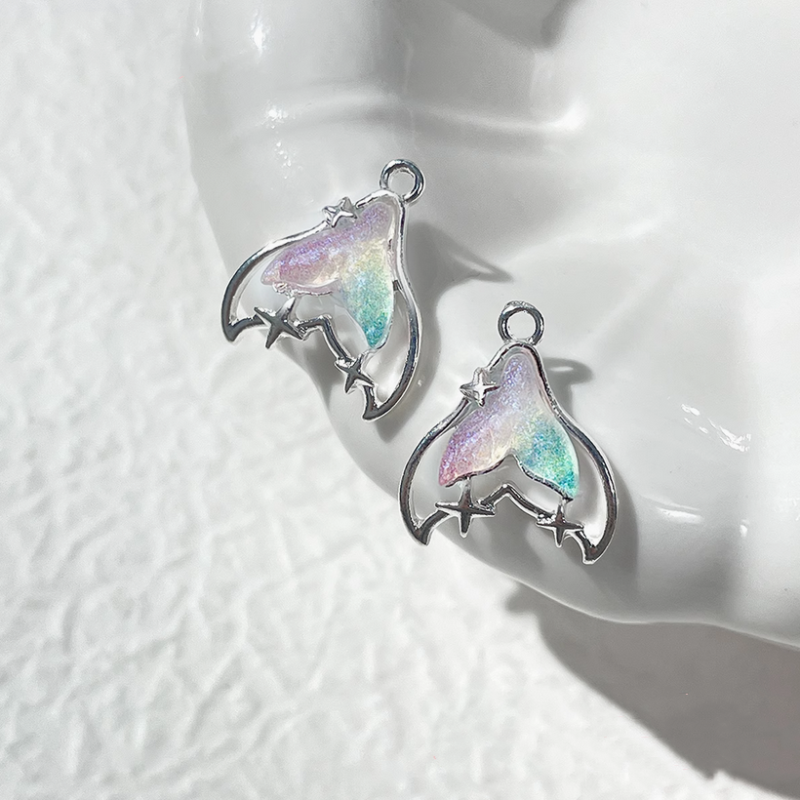Resin Shine Fantastic Fairy Whale Fish Tail Charms Pendants
