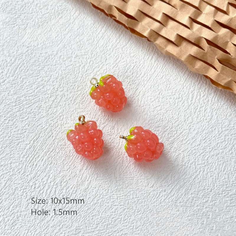 Resin Vivid Fruit Jewelry Charms Pendant Grape Bud Raspberry