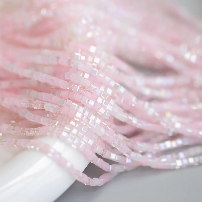 180pcs Glass Tiny Square Beads Electroplated Candy Color