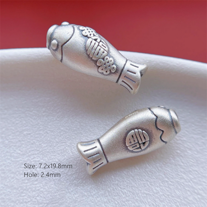 925 Silver Fish Lucky Koi Spare Spacer Ornament Making Accessories