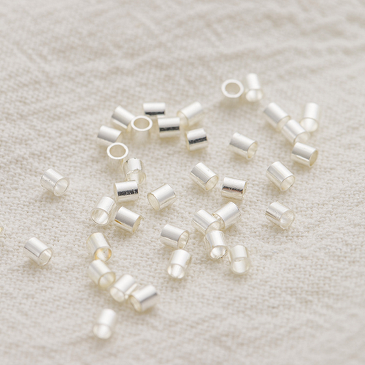 100pcs Brass Position Tube (Can Be Clamped Flat) Silver Plated 2x2mm - CMPP-02