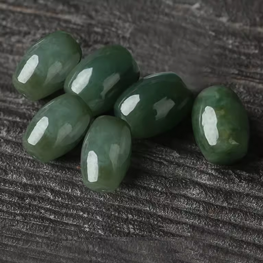 6x9mm Jade Doliform Beads Deep Green- JDMG-01