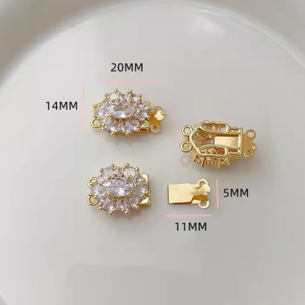 Brass Luxury Zirconic Insert Necklace Clasp