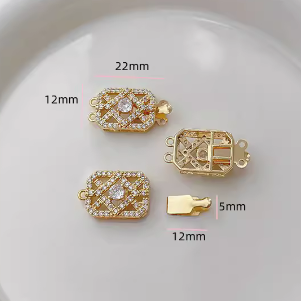 Brass Luxury Zirconic Insert Necklace Clasp