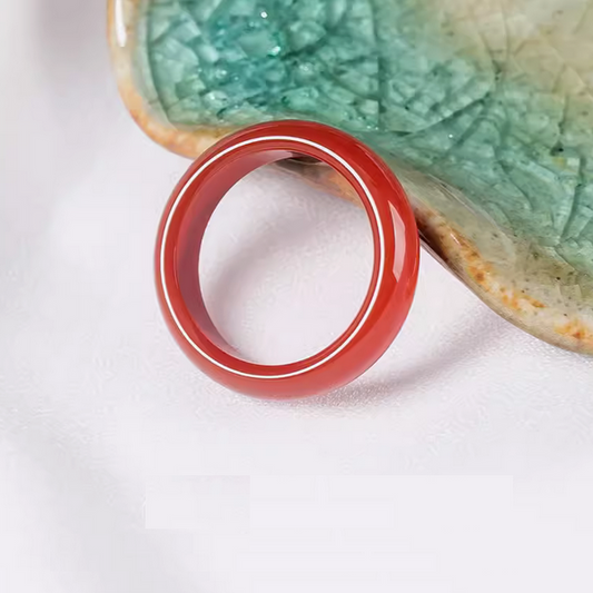 23mm Agate Pendant Ring Red- AGYH-04