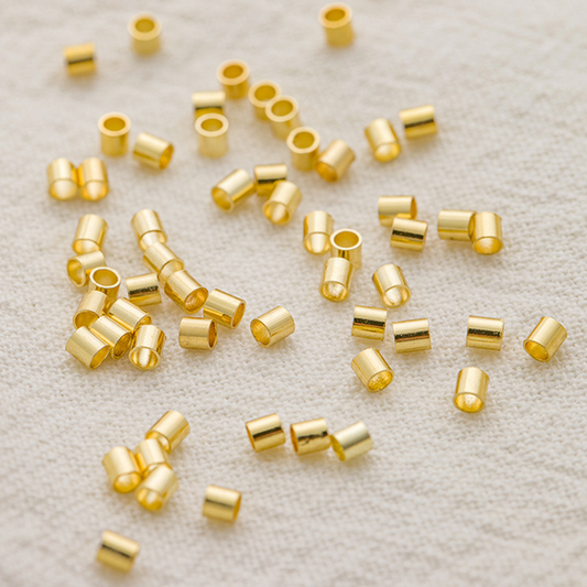 100pcs Brass Position Tube (Can Be Clamped Flat) 18K Plated 2x2mm - CMPP-11