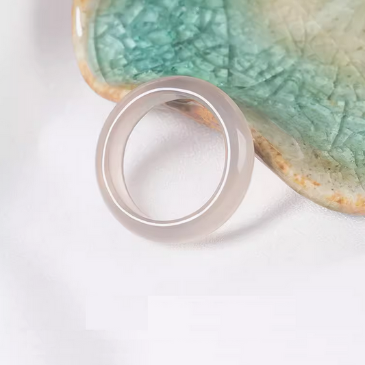 23mm Agate Pendant Ring Gray- AGYH-06