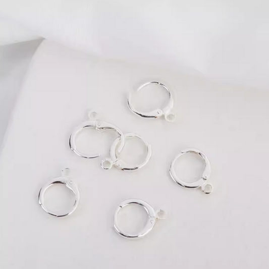 1 Pair Multiple Rings Brass Earring Hoop, Silver Plated