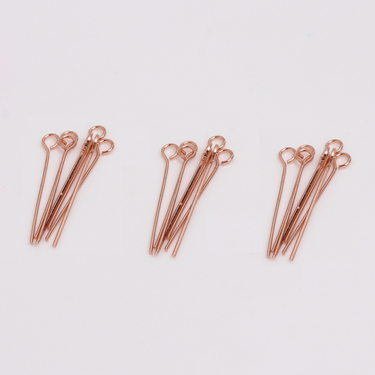 0.6mm 160pcs(8 size) Brass Eye Head Pins Beads Needles ,Rose Gold Plated- TLJN-09