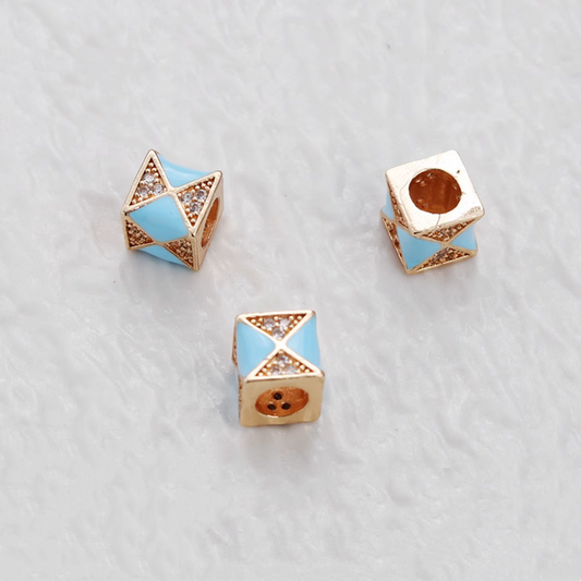 Alloy Dispensing Zirconic Square Spacer - 14K Gold Plated - AMYF-05