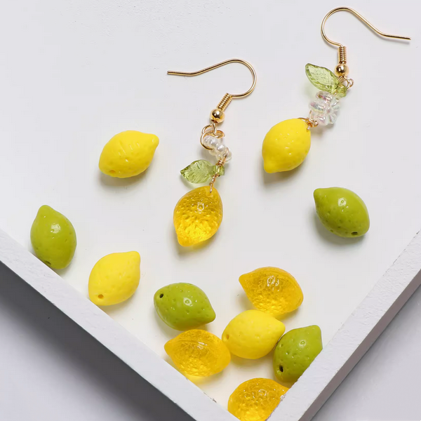 Glass Lemon Spacer Pendant Beads
