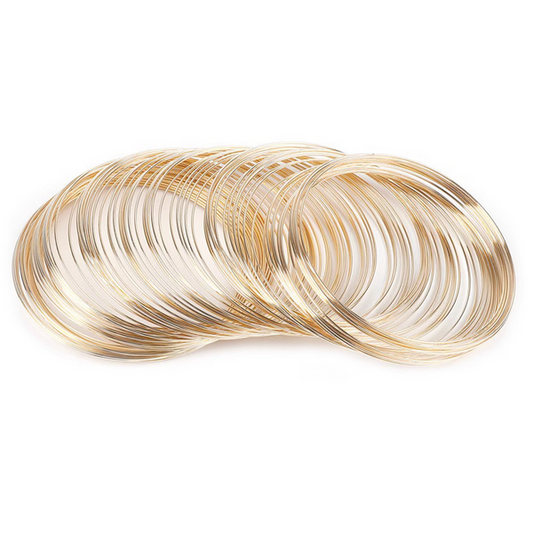 6cm/100 Circles Memory Rebound Stainless Steel Wire Circle (for wrist),Gold Plated-TLYQ-03