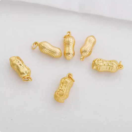 Alloy 18K Gold Plated Peanut (Solid) Pendant Charms