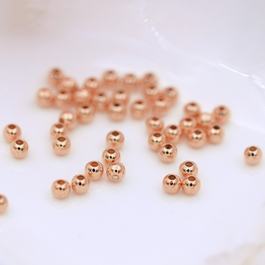 100pcs Brass 2.5mm Spacer Round Bead Rose Gold Plated - AMYQ-38