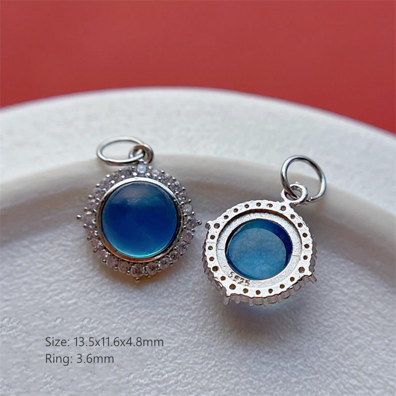 925 Silver Hollowed Base Aquamarine Stone Beads Spacers Or Charms